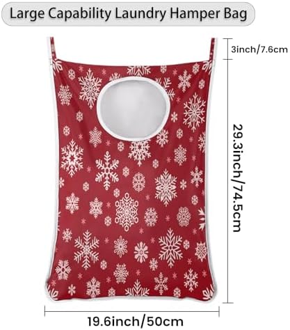 Foldable Christmas Snowflake Laundry Basket with Adhesive Hooks
