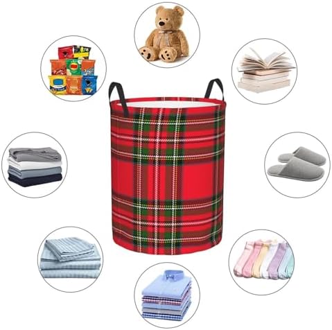 Christmas Plaid Folding Laundry Basket