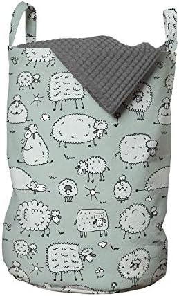Ambesonne Cartoon Laundry Bag Funny Animal Flock of Sheep