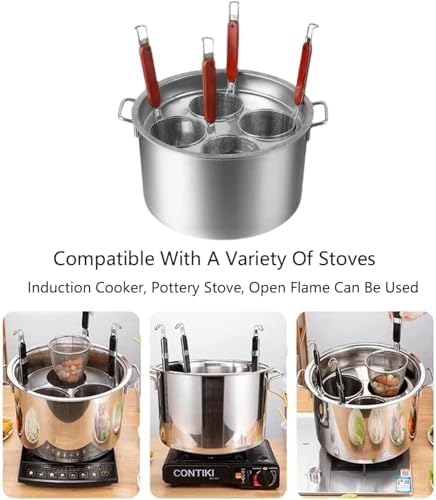 Leixius Stainless Steel Pasta Cooker Set with 4-Hole Steamer Basket