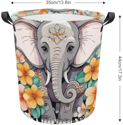 Waterproof Cartoon Elephant Laundry Hamper Cute Storage Basket for Home Kitchen