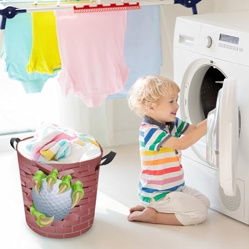 Dragon Claw Golf Ball Laundry Basket with Handles Foldable and Waterproof