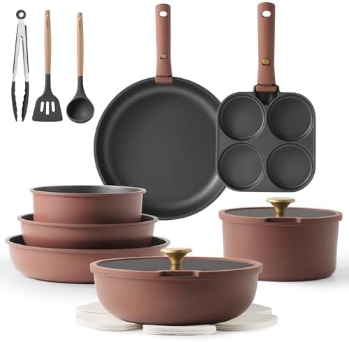 Sturdy Non-Stick Cookware Set for Easy Storage Use