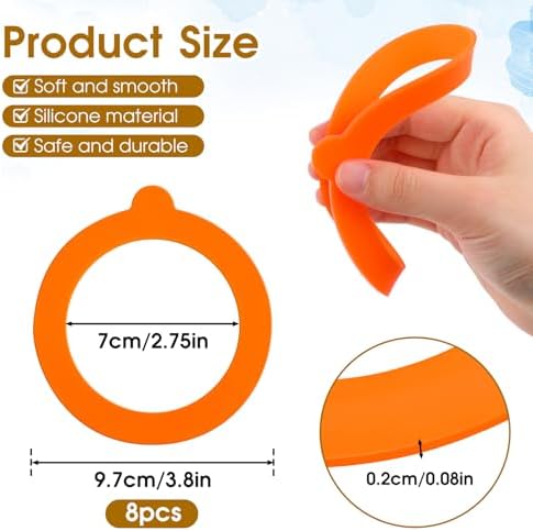 8-Piece Silicone Gasket Canning Rings Replacement Glass Jar Lids