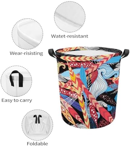 Meiko Leaves FEATHERS embellished Vintage Laundry Hamper