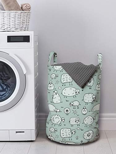 Ambesonne Cartoon Laundry Bag Funny Animal Flock of Sheep