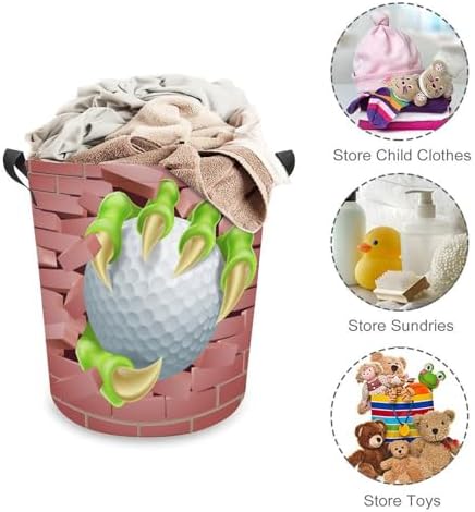 Dragon Claw Golf Ball Laundry Basket with Handles Foldable and Waterproof
