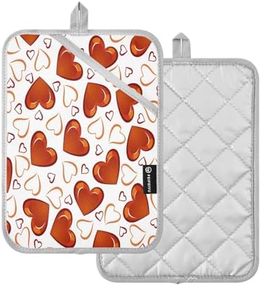 Red Hearts 2-Piece Set Thick and Durable Pot Holder Set
