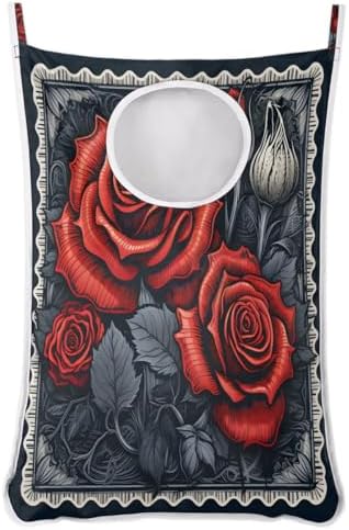 Foldable Red Rose Laundry Hamper for Efficient Storage