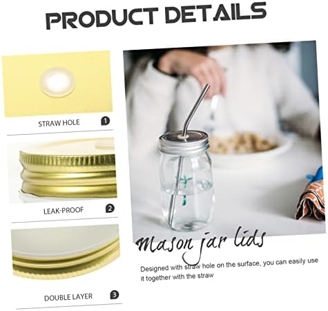 OKUMEYR 48 Pcs Reusable Mason Jar Lids with Straw Hole
