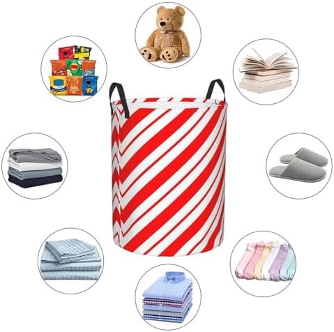 Peppermint Stripes Laundry Basket Waterproof Portable