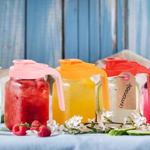 Uxcell 2Pcs Mason Jar Pour Spout Lid with Handle Yellow