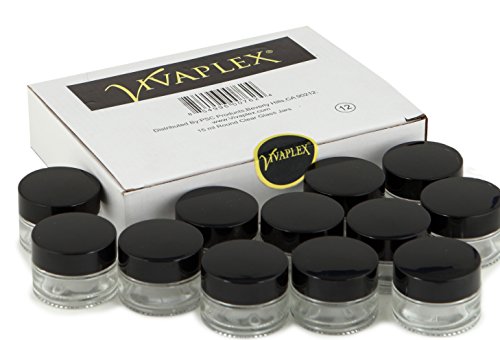 Vivaplex 12 Clear 15 ml Glass Jars with Inner Liners and Black Lids