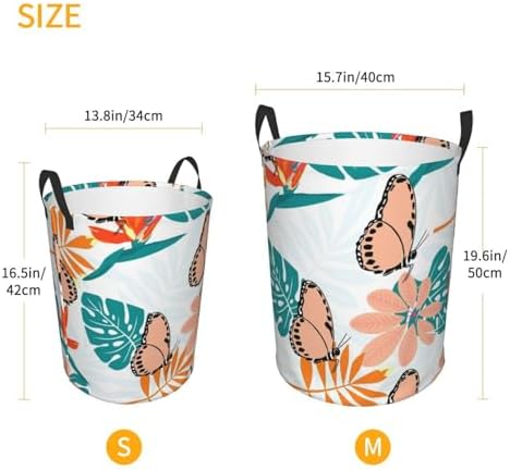 Flower Foldable Laundry Basket with Handles - Butterfly Design M