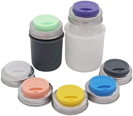 Mason Jar Silicone Lids with Rust-Proof Steel Bands 2-Pack
