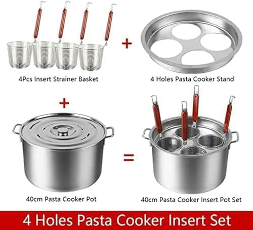 AttreX Stainless Steel Pasta Cooker Insert Set with 5 Holes