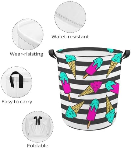 MEIKKO Colorful Ice Cream Summer Laundry Hamper