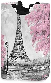 Xigua Pink Paris Tower Laundry Hamper