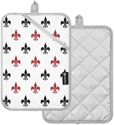 Fleur De Lis RedFrench Damask Heat-Resistant Pot Holders