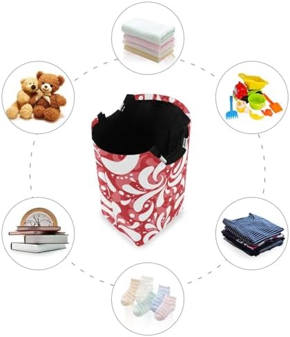 Retro Red Oriental Floral Clothes Hamper - Collapse Waterproof Laundry Organizer