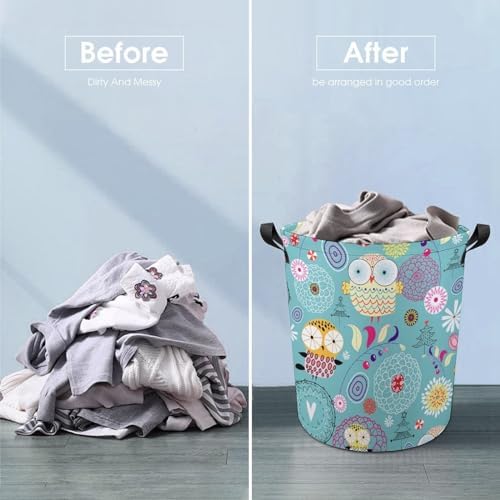 Floral Owls Folding Laundry Hamper