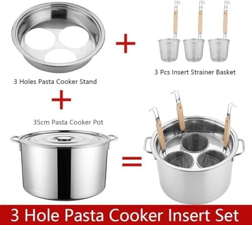 Multi-Pot Pasta Set with Strainer Bowl 3-4-5 Hole Pasta