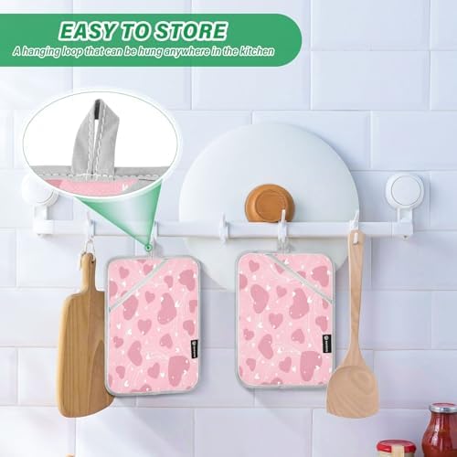 KCLDECI Heart 2Pack Pot Holders Heat-Resistant Oven Mitts for Baking Cooking