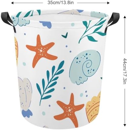 Cute Ocean Waterproof Laundry Hamper with Easy Carry Handles for Home Travel