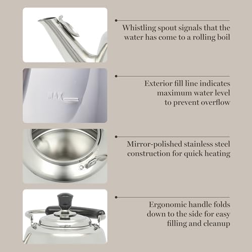 Martha Stewart KingSTRE Large 2 Qt Steam Kettle - Elegant Functional
