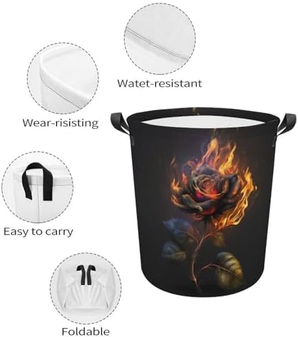 3D Rose Fire Laundry Hamper