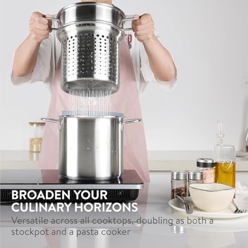 Stainless Steel Pasta Pot Set with Strainer for Boiling Pasta Steaming Vegetables