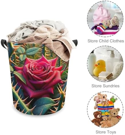 MEIKKO Rose Among Thorns Laundry Hamper Waterproof Collapsible