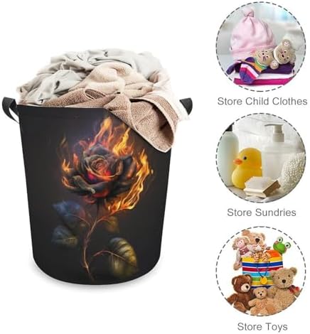 3D Rose Fire Laundry Hamper