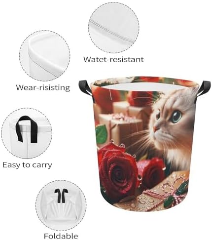 Raindrops Roses Cat Laundry Basket