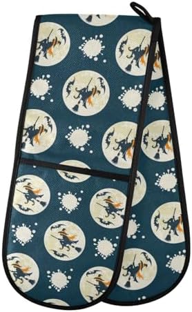 Halloween Full Moon Witch Double Oven Mitts