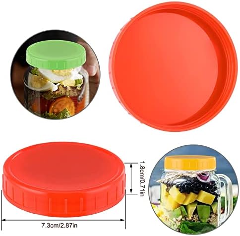 Pizga Plastic Mason Jar Lids 8pcs Leak-Proof Leak-Resistant Orange