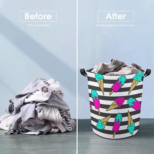 MEIKKO Colorful Ice Cream Summer Laundry Hamper