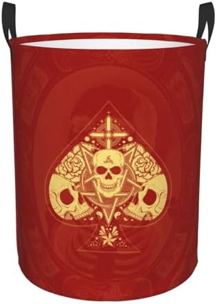Ace Poke Skull Red Print Waterproof Folding Laundry Hamper Basket