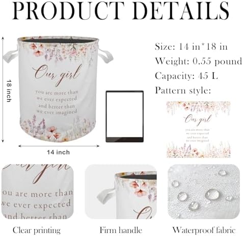 Cozy Boho Floral Baby Girl Laundry Basket