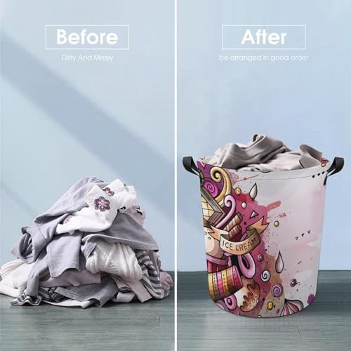 Cartoon Watercolor Ice Cream MEIKKOLaundry Hamper
