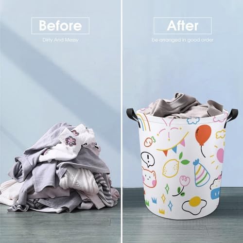 MEIKKO Cuddliest Doodle Rainbow Laundry Hamper