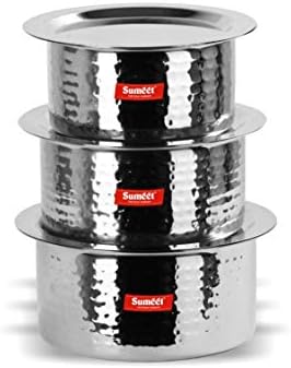 Sumeet Stainless Steel Hammered Texture 3-Piece Cookware Set