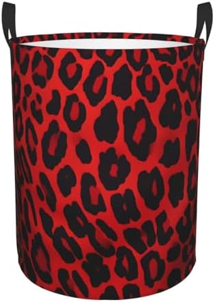 Large Laundry Basket Red Leopard Pattern