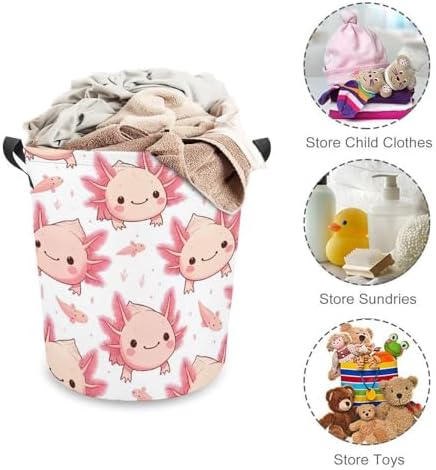 Cartoon Axolotl Pink Laundry Hamper