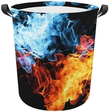Red and Blue Fire Collapsible Laundry Hamper