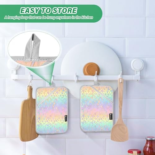 Kcldeci Gradient Leopard Oven Mitts 2Pack Heat Resistant Potholders