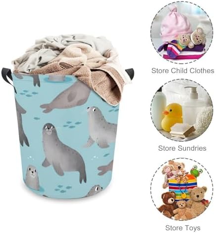 MEIKKO Cute Cartoon Laundry Hamper Waterproof Clothes Basket with Easy Carry Handles