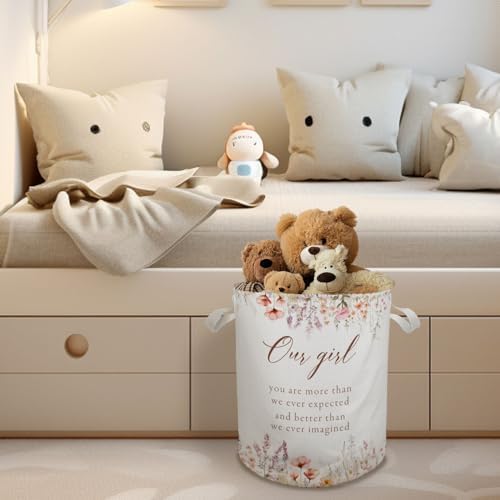 Cozy Boho Floral Baby Girl Laundry Basket