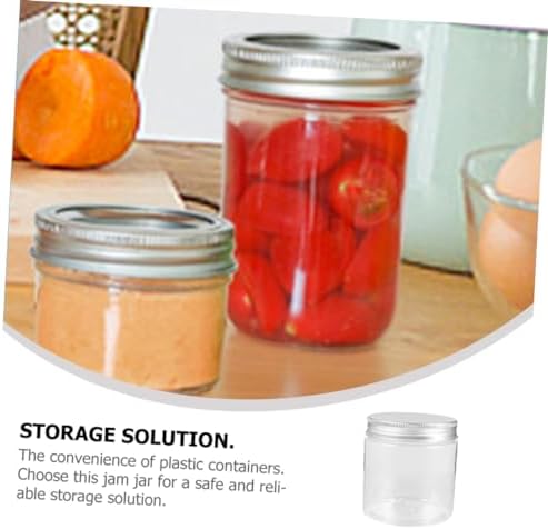 Alipis 8pcs 250ml Plastic Mason Jars with Aluminum Covers