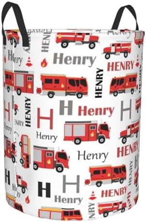 Personalized Fire Truck Laundry Basket